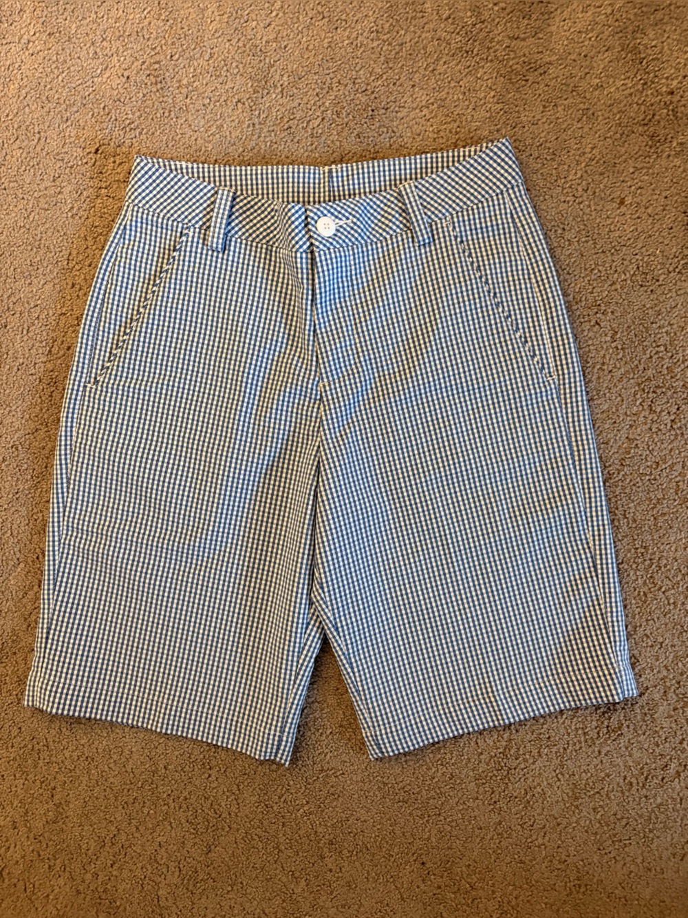 Puma Men's Blue and White Check Athletic Golf Shorts